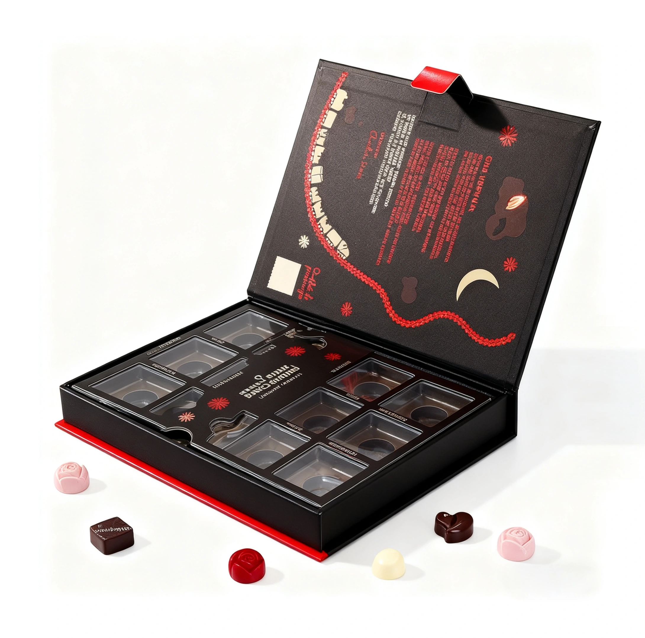 Chocolate boxes packaging with inserts custom rigid presentation box